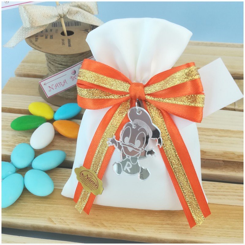 Bomboniera tema Disney ciondolo Paperino in plex Argento