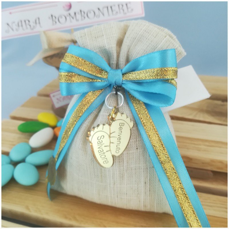 Bomboniera Neonato ciondolo piedini