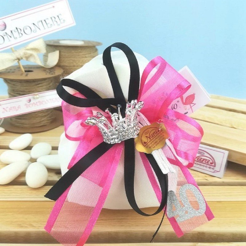 Sacchettino portaconfetti con corona da principessa