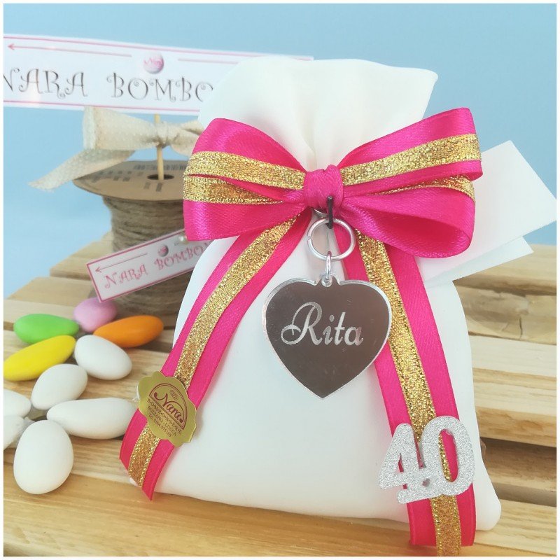 Bomboniera x 40 Anni cuoricino personalizzato