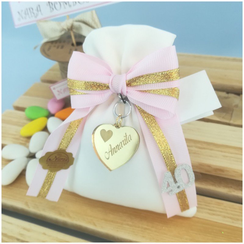 Bomboniere per 40 Anni cuoricino dorato