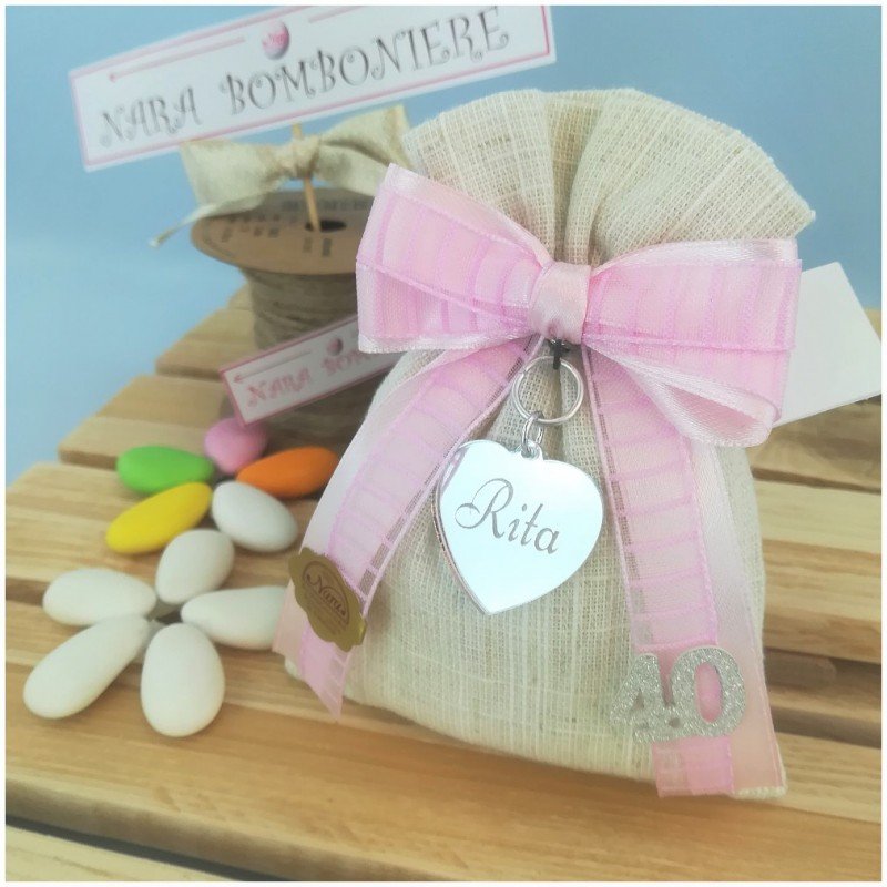 Bomboniere per 40 Anni cuoricino dorato inciso