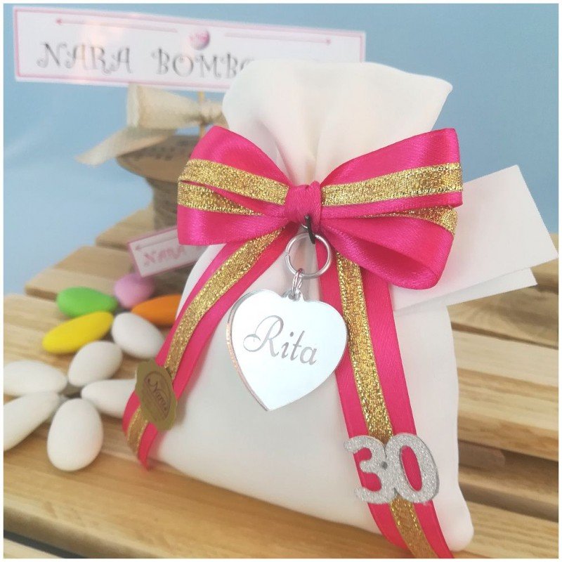 Bomboniera x 30 Anni cuoricino personalizzato