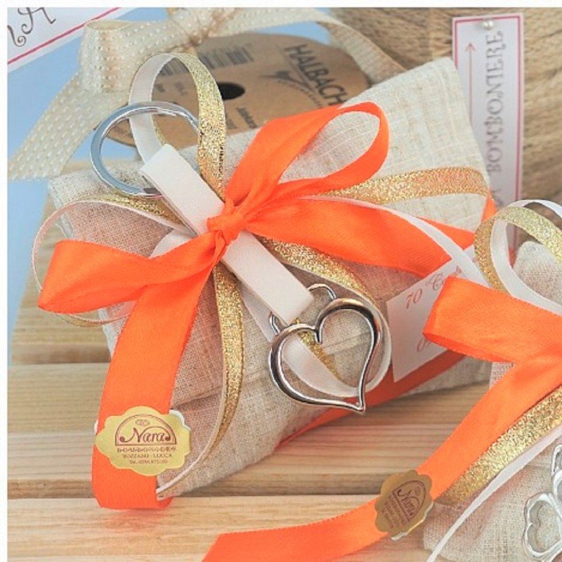 Bomboniere 60  Anni Porta chiavi  quadrifoglio e cuore