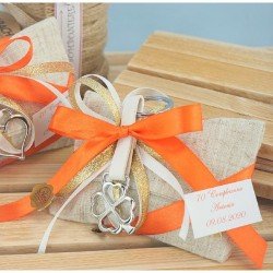 Bomboniere 60  Anni Porta chiavi  quadrifoglio e cuore