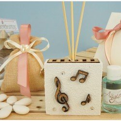 Bomboniera Tema Musica profumatore in pietra ricomposta con note e chiave di violino