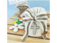 Bomboniera Porta chiave croce con brillantini