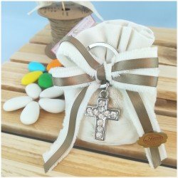 Bomboniera Porta chiave croce con brillantini