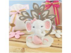 Elefantino rosa in porcellana con Albero della vita