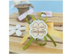 Barattolino in vetro per comunione con quadrifoglio