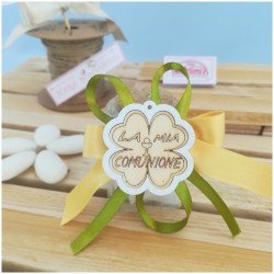 Barattolino in vetro per comunione con quadrifoglio