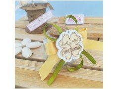 Barattolino in vetro per comunione con quadrifoglio