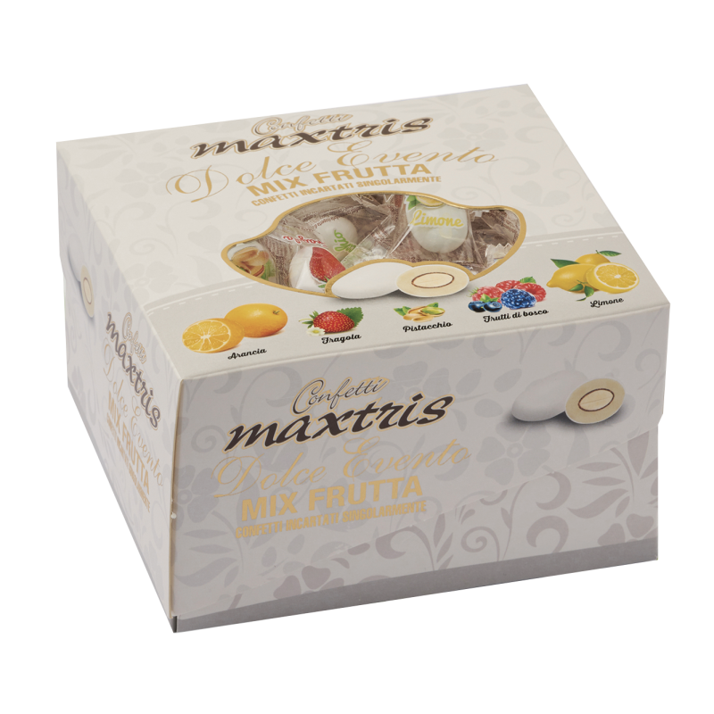Confetti incartati con scatola Vassoio mix frutta-Nara Bomboniere