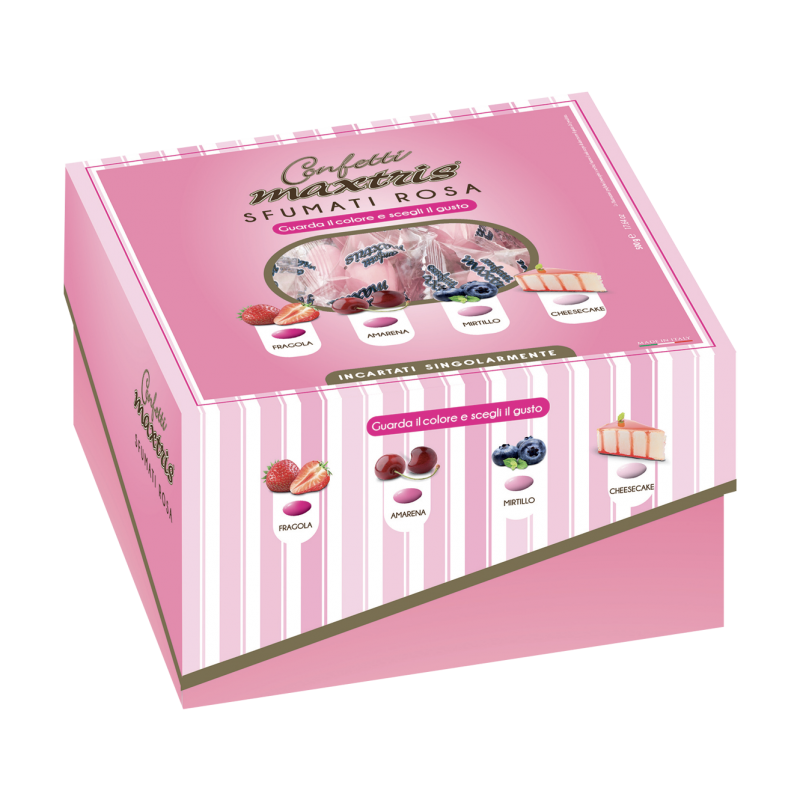 Confetti incartati con scatola Vassoio Rosa sfumati