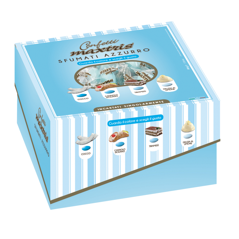 Confetti incartati con scatola Vassoio azzurri sfumati