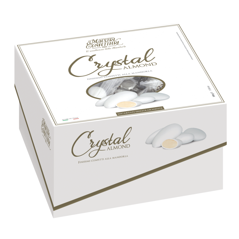 Confetti incartati con scatola Vassoio Mandorla bianca